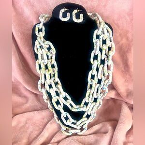 3-piece SJ Funfetti Chain Link Zaria Set with bracelet, earrings and necklace